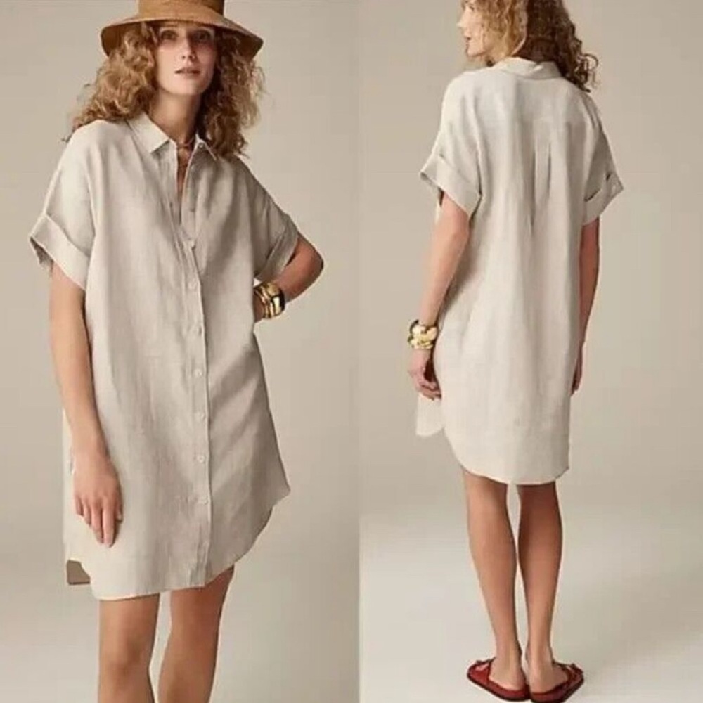 NWT J. Crew Baird McNutt Irish Linen Shirt Dress Size XXS